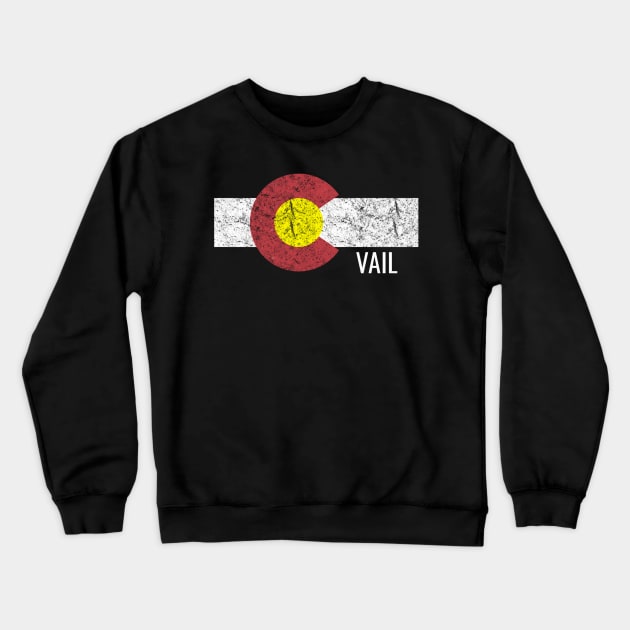 Colorado Vail Flag Ski Distressed Crewneck Sweatshirt by Weirdcore